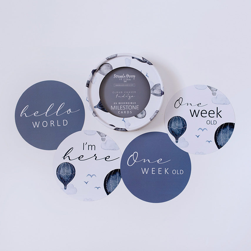 Snuggle Hunny Kids Milestone Cards- Cloud Chaser & Indigo