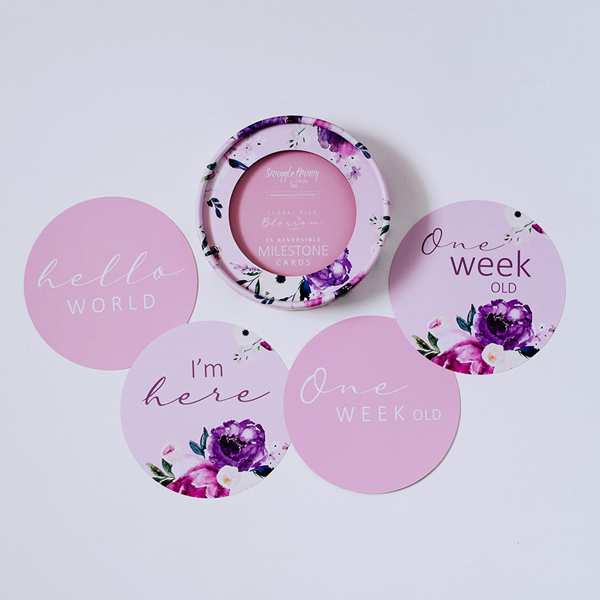 Snuggle Hunny Kids Milestone Cards- Floral Kiss &amp; Blossom Pink