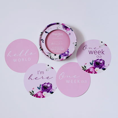 Snuggle Hunny Kids Milestone Cards- Floral Kiss &amp; Blossom Pink