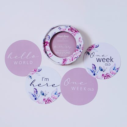 Snuggle Hunny Kids Milestone Cards- Lilac Skies &amp; Butterfly Lilac