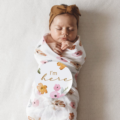 Snuggle Hunny Kids Milestone Cards- Poppy &amp; Musk Pink