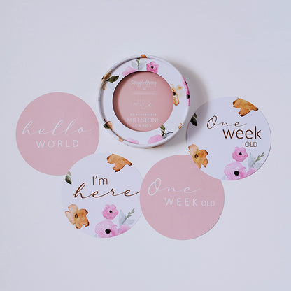 Snuggle Hunny Kids Milestone Cards- Poppy &amp; Musk Pink