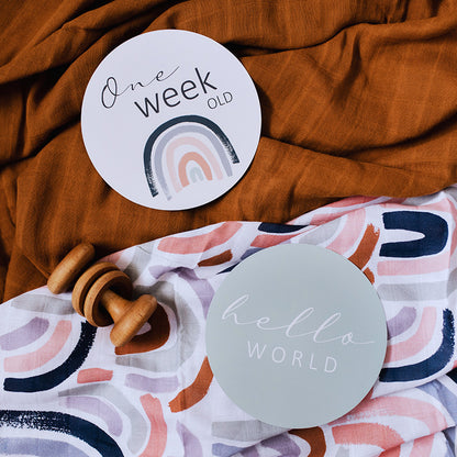 Snuggle Hunny Kids Milestone Cards- Rainbow Baby & Sage