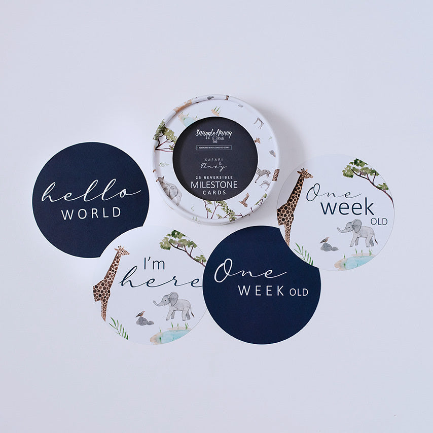 Snuggle Hunny Kids Milestone Cards-Safari & Navy