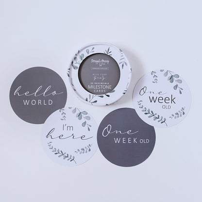 Snuggle Hunny Kids Milestone Cards- Wild Fern & Grey