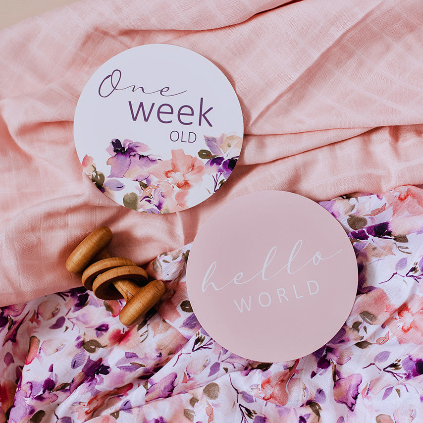 Snuggle Hunny Kids Milestone Cards- Blushing Beauty &amp; Musk Pink Reversible Milestone Cards
