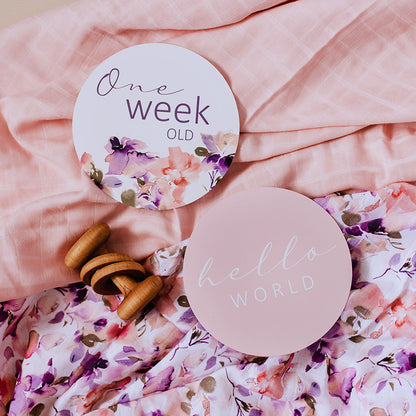 Snuggle Hunny Kids Milestone Cards- Blushing Beauty &amp; Musk Pink Reversible Milestone Cards