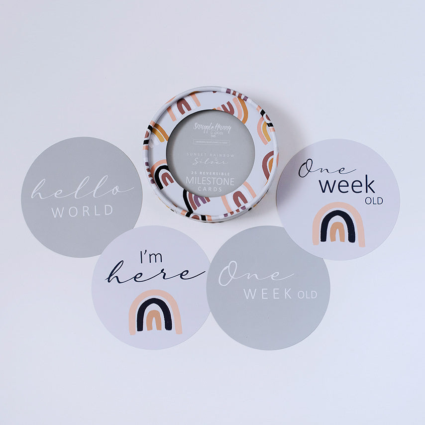 Snuggle Hunny Kids Milestone Cards- Sunset Rainbow &amp; Silver
