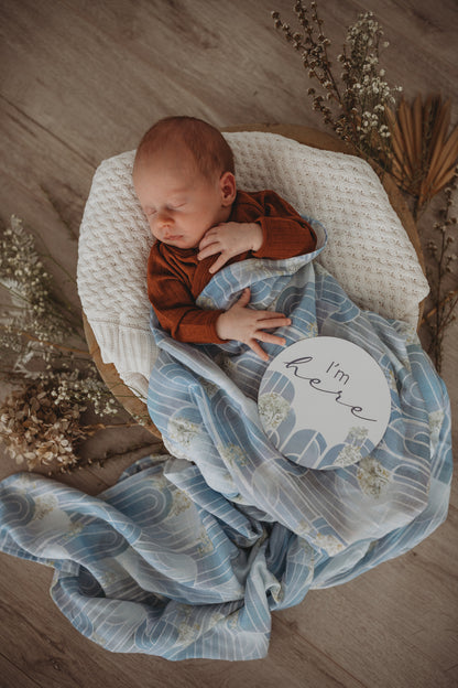 Snuggle Hunny Kids Milestone Cards- Eventide &amp; Ice Blue Reversible Milestone Cards I Miss Kyree Loves