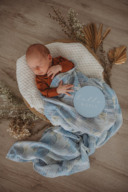 Snuggle Hunny Kids Milestone Cards- Eventide &amp; Ice Blue Reversible Milestone Cards I Miss Kyree Loves