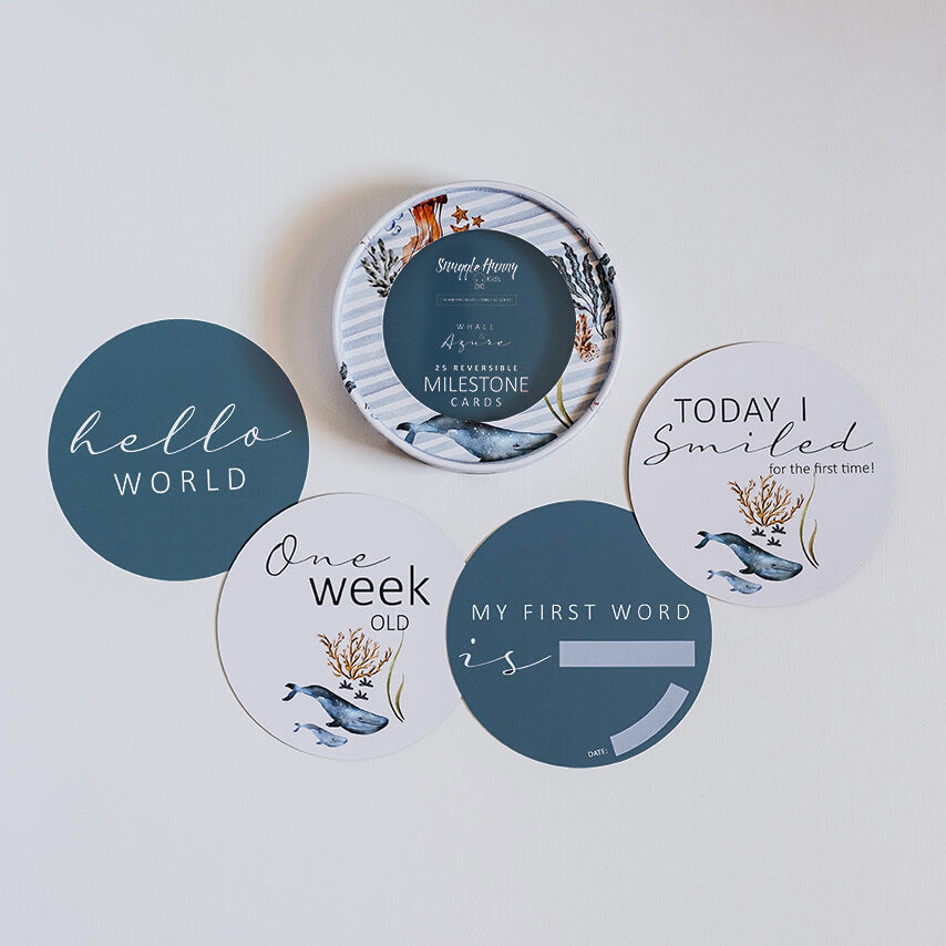 Snuggle Hunny Kids Milestone Cards- Whale & Azure Reversible Milestone Cards