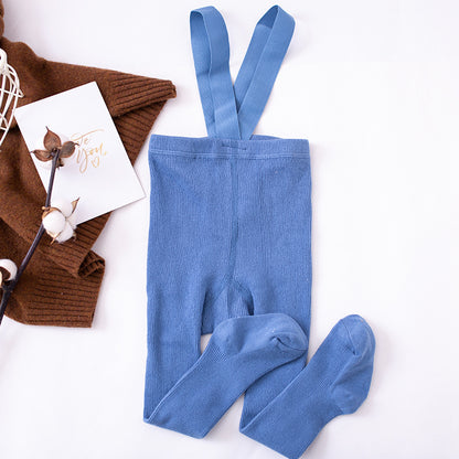 Unisex Ribbed Suspender Tights Original - Blue