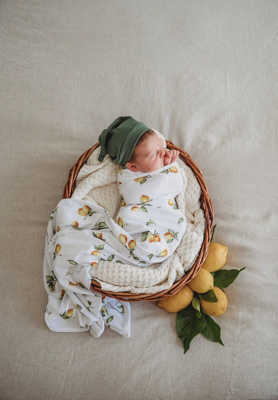 Snuggle Hunny Kids Lemon Jersey Wrap &amp; Beanie Set