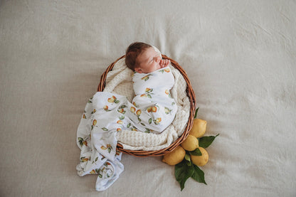 Snuggle Hunny Kids Lemon Jersey Wrap &amp; Beanie Set