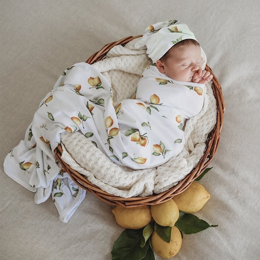 Snuggle Hunny Kids Lemon Jersey Wrap &amp; Beanie Set