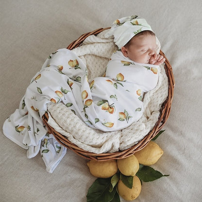 Snuggle Hunny Kids Lemon Jersey Wrap &amp; Beanie Set
