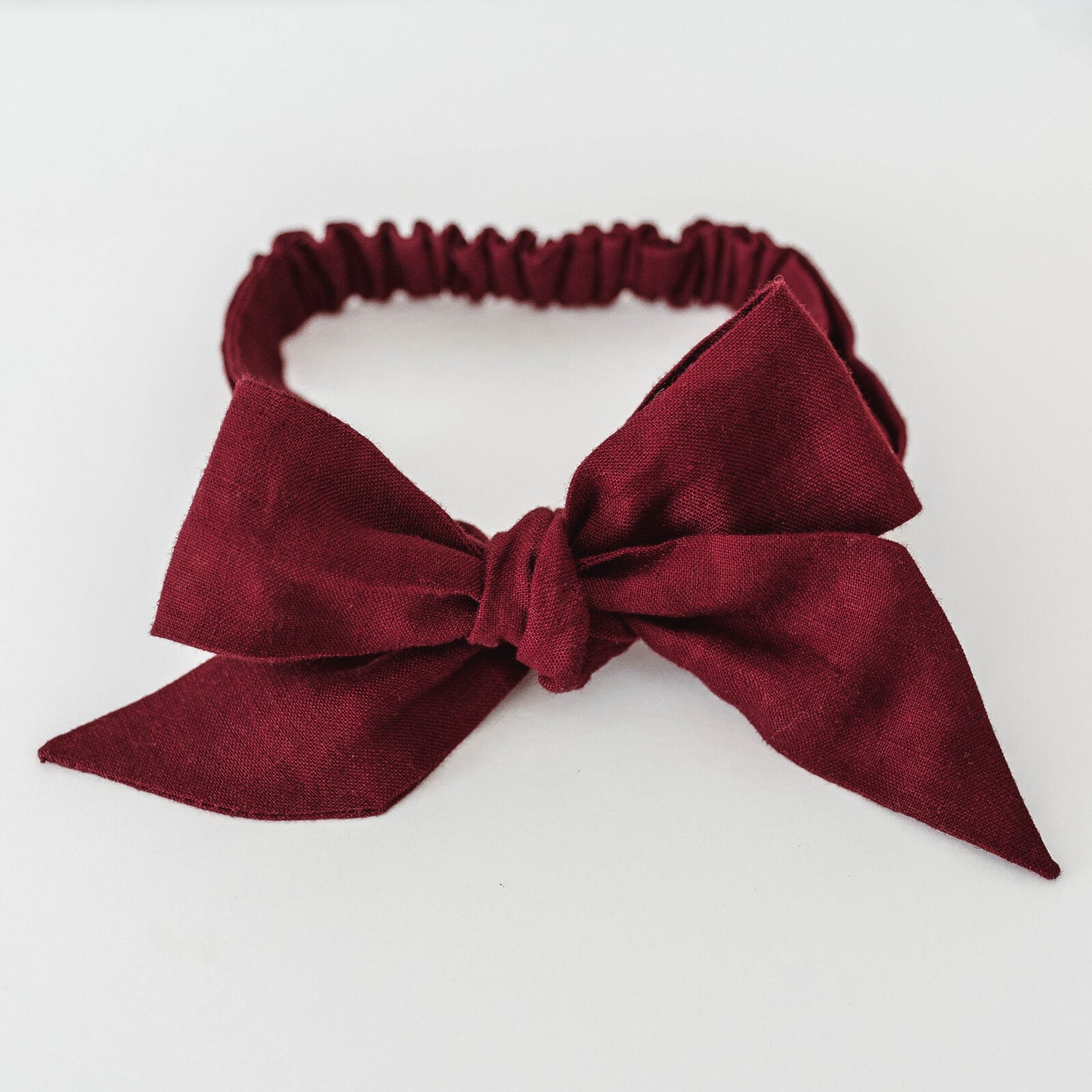 Snuggle Hunny Kids Pre-tied Linen Bow Headband Wrap - Burgundy