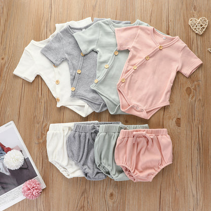 Dakota short sleeved kimono bodysuit and bloomer set - Sage