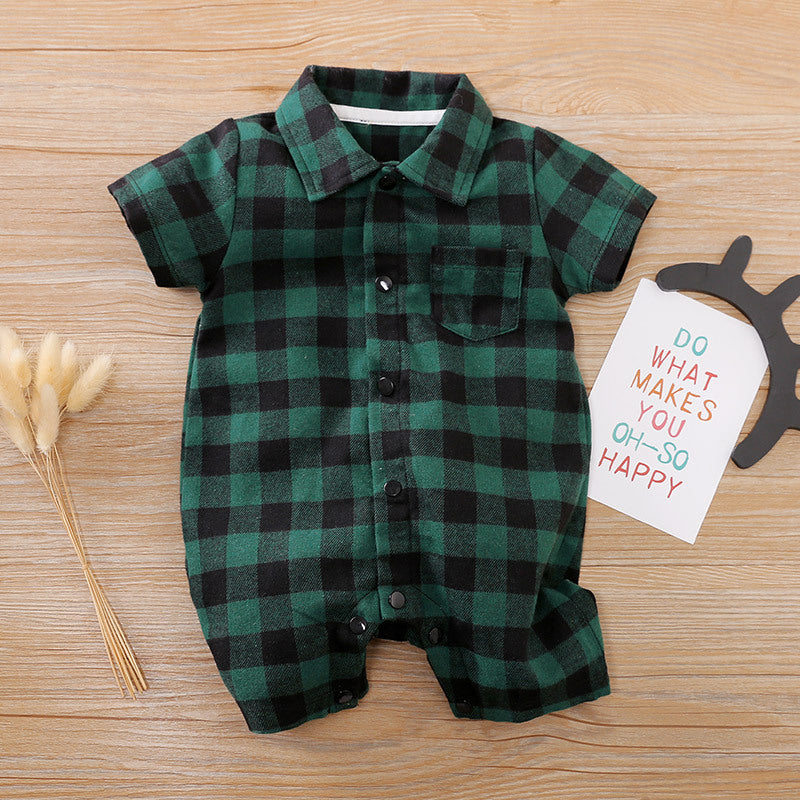 Huxley Plaid Romper - Green