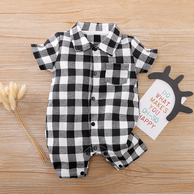 Huxley Plaid Romper - Black