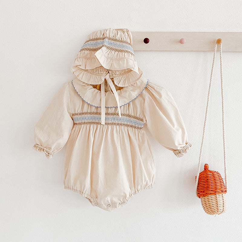 Gia Romper and Bonnet Set - Latte