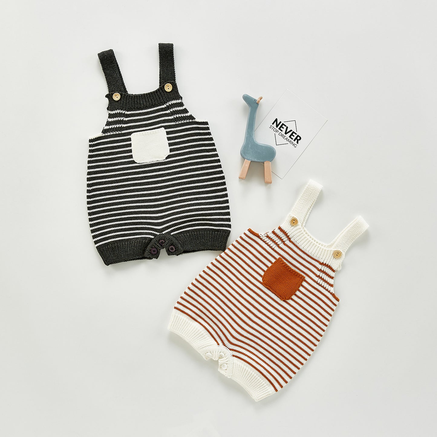 Felix Knit Romper - Dark Grey Stripe