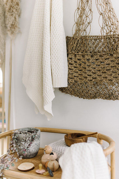 Snuggle Hunny Kids Diamond Knit Baby Blanket - Cream