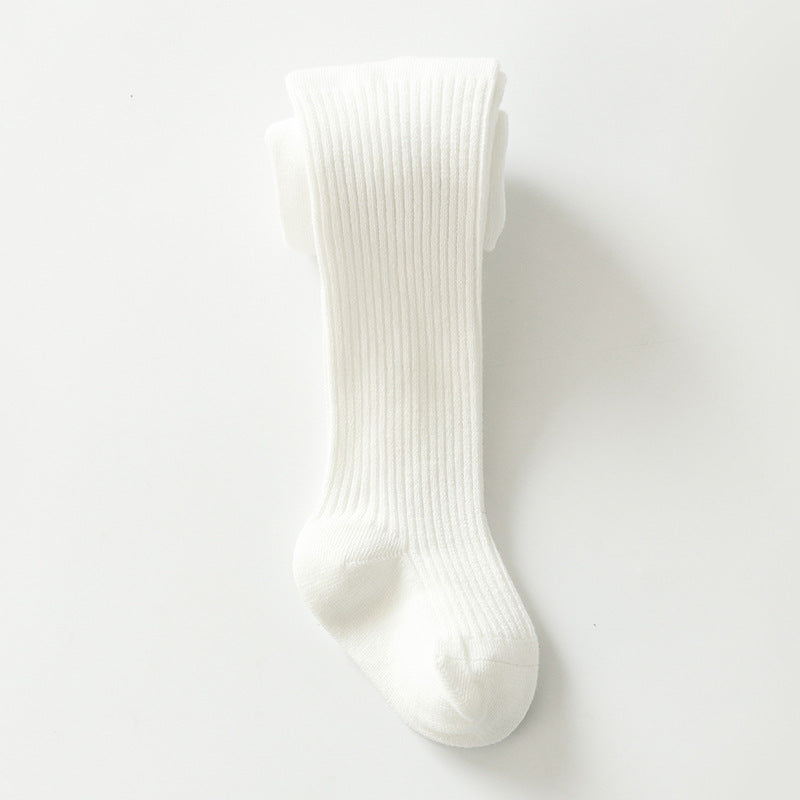 Ribbed Basic Tights - White