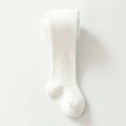 Ribbed Basic Tights - White