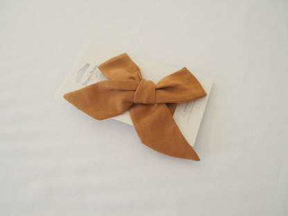 Snuggle Hunny Kids Pre-tied Linen Bow Headband Wrap - Mustard