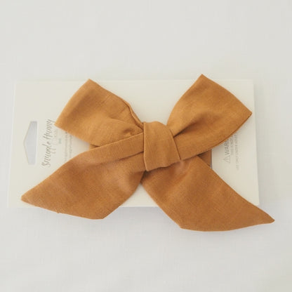 Snuggle Hunny Kids Pre-tied Linen Bow Headband Wrap - Mustard