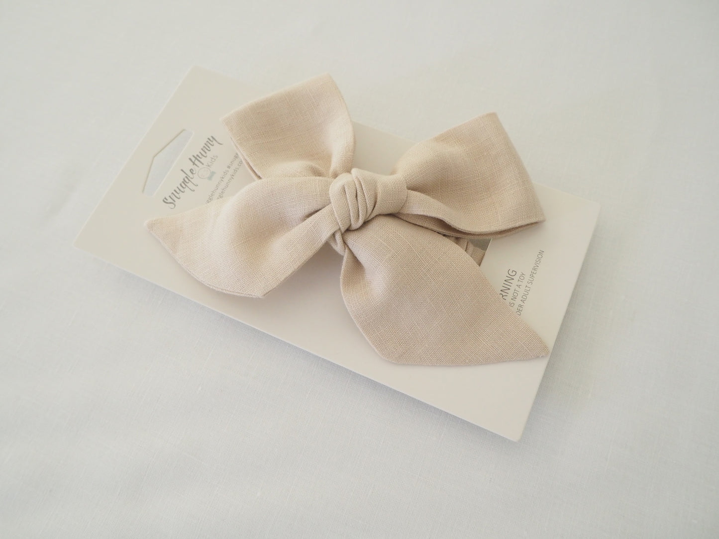 Snuggle Hunny Kids Pre-tied Linen Bow Headband Wrap - Natural