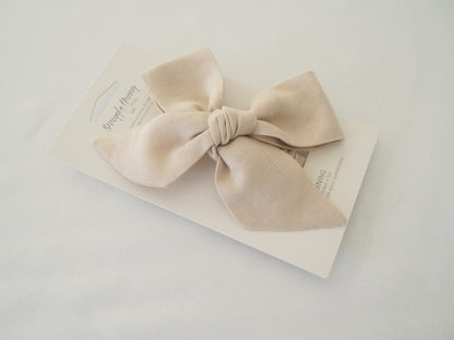 Snuggle Hunny Kids Pre-tied Linen Bow Headband Wrap - Natural