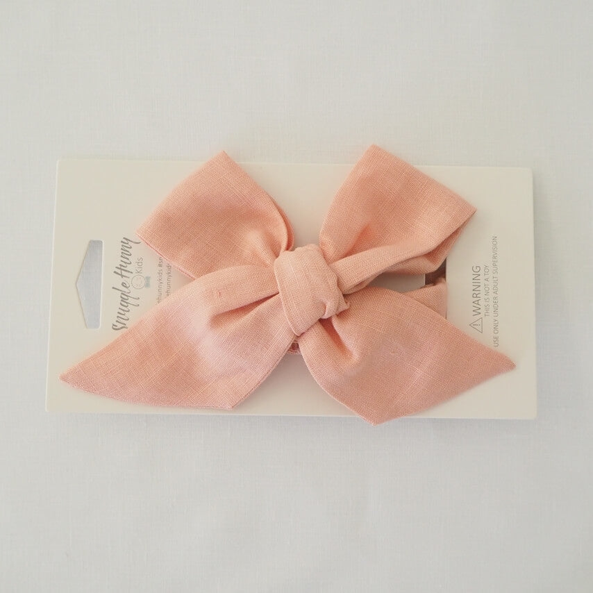 Snuggle Hunny Kids Pre-tied Linen Bow Headband Wrap - Rust