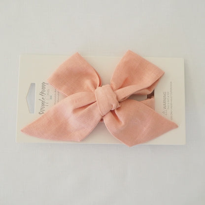 Snuggle Hunny Kids Pre-tied Linen Bow Headband Wrap - Rust