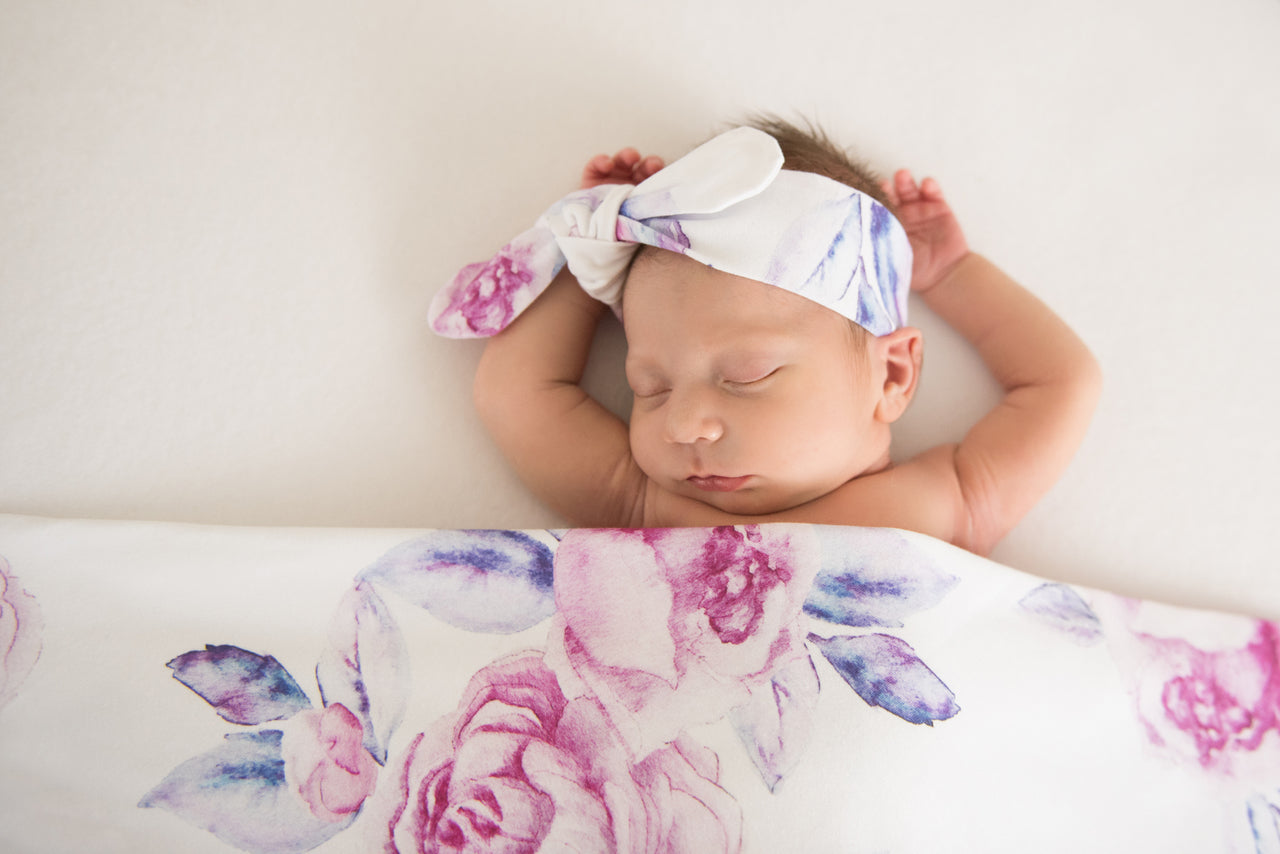 Snuggle Hunny Kids Lilac Skies Baby Jersey Wrap &amp; Topknot Set