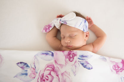 Snuggle Hunny Kids Lilac Skies Baby Jersey Wrap &amp; Topknot Set