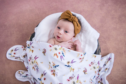 Snuggle Hunny Kids Boho Posy Jersey Wrap &amp; Topknot Set