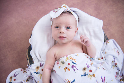 Snuggle Hunny Kids Boho Posy Jersey Wrap &amp; Topknot Set