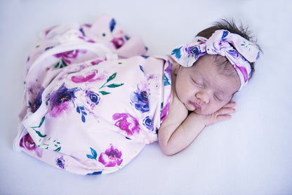 Snuggle Hunny Kids Floral Kiss Baby Jersey Wrap &amp; Topknot Set