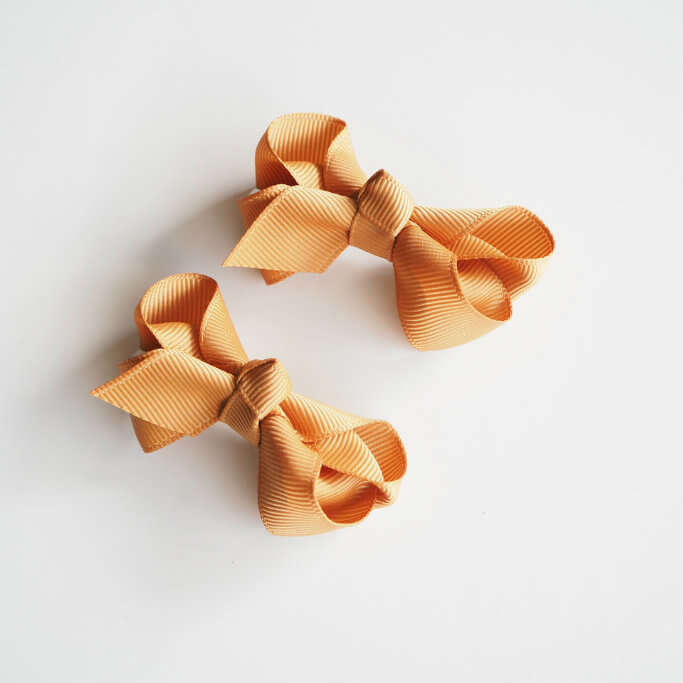 Snuggle Hunny Kids Hair Bow Clips - Mustard