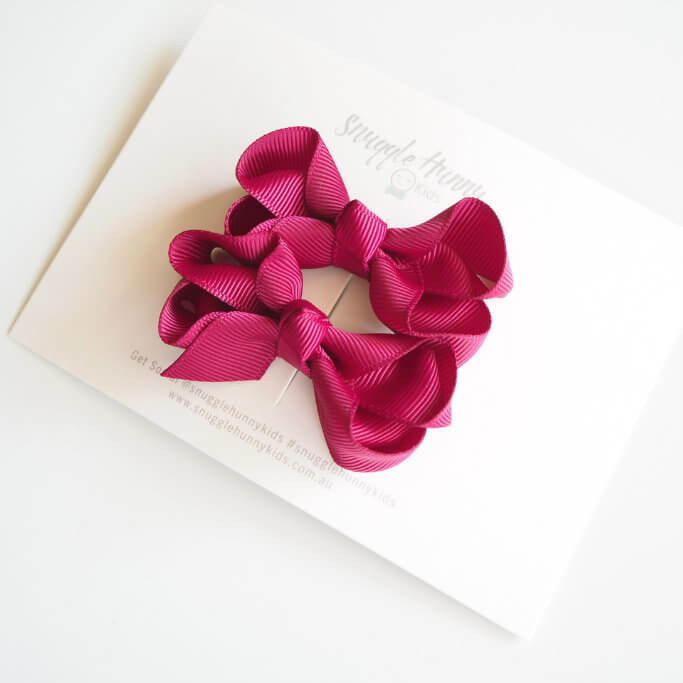 Snuggle Hunny Kids Hair Bow Clips - Burgundy Wine