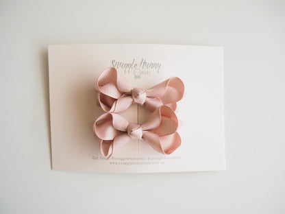 Snuggle Hunny Kids Hair Bow Clips - Nude