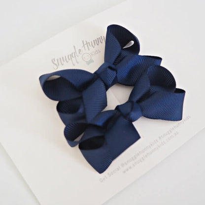 Snuggle Hunny Kids Hair Bow Clips - Navy