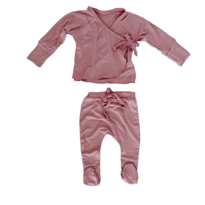 Kimono Top and Pants Set - Dusty Rose