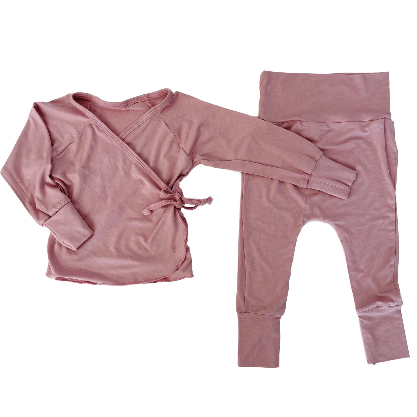 Kimono Top and Pants Set - Dusty Rose