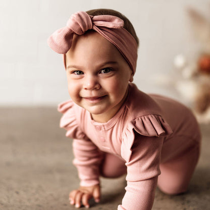 Snuggle Hunny Kids Ribbed Topknot Headband - Rose