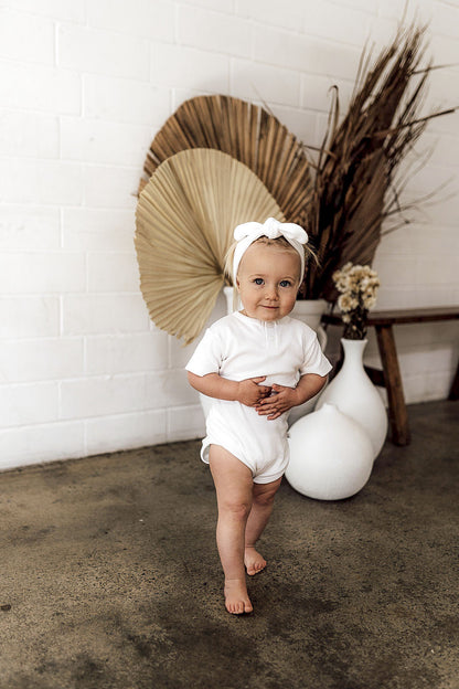 Snuggle Hunny Kids Ribbed Topknot Headband - Milk