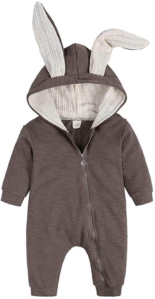 Bunny Ear Hooded Jumpsuit - Mocha