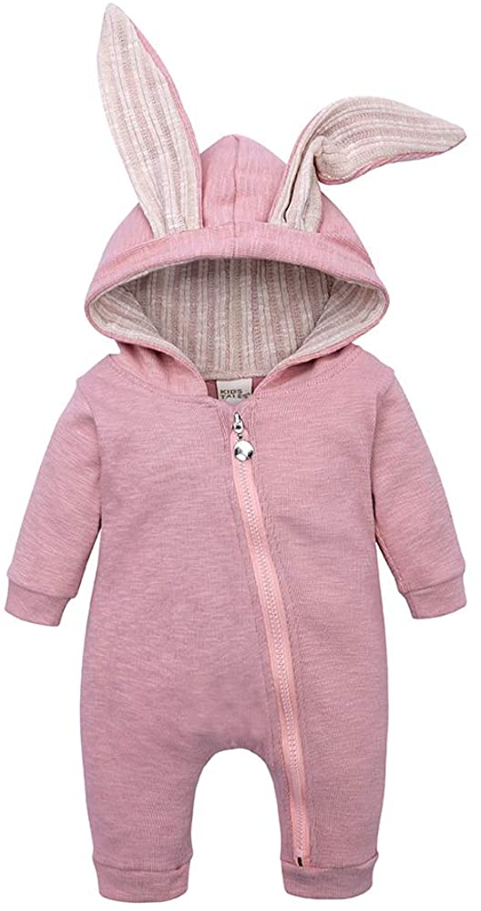 Bunny Ear Hooded Jumpsuit - Pink